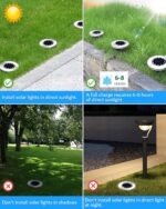 Biling Solar Outdoor Lights 12 Pack, Bright 12 LEDs Solar Ground Lights Waterpro... - Image 6