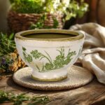 Dosayes Vintage Ice Crackle Grazd Ceramic Flower Pot with Drainage Holes, 4.33 I... - Image 3
