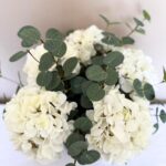 Real Touch White Faux Hydrangea And Eucalyptus Arrangement, Faux Floral Arrangem... - Image 7