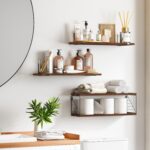 Fixwal Bathroom Floating Shelves Over Toilet, 15.8in Farmhouse Rustic Wood Shelv... - Image 3
