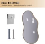 WEER Irregular Wall Mirror, 26x46 inch Gold Asymmetrical Wall Mounted Mirrors De... - Image 7