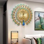 Luxury Large Peacock Wall Clock 23.7 inch Non-Ticking Silent Crystal Creative Pe... - Image 7