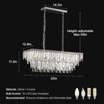 Modern Chrome Rectangle Crystal Chandelier: 2-Tier 31.5" Contemporary Rectangula... - Image 6
