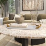 Deco 79 Marble Oval Tray with Gold Twisted Leaf Handles, 20" x 10" x 2", White - Image 4