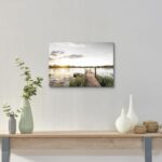 Sea Whisper Lake Sunset Canvas Wall Art: Boat Picture Nature Landscape Prints La... - Image 4