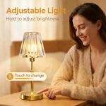 Gold Cordless Table Lamp, Rechargeable Battery Operated Lamp with 5200mAh & Step... - Image 5