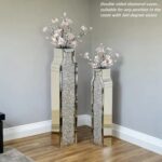 30" Tall Floor Vase, Double Sided Crushed Diamond Mirrored Vases,Large Flower Va... - Image 5
