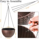 Foraineam 10.2 Inches Round Basket Hanging Planter Dual-pots Design Garden Flowe... - Image 4