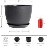 UOUZ 12inch Large Plant Pot, Modern Plastic Planter with High Driange Holes and ... - Image 3