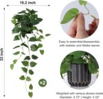 Fake Plants 2 Pcs Faux Pothos Plants Potted Indoor Artificial Hanging Plants Rea... - Image 3