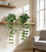 Fake Plants 2 Pcs Faux Pothos Plants Potted Indoor Artificial Hanging Plants Rea... - Image 5