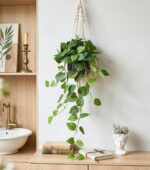 Fake Plants 2 Pcs Faux Pothos Plants Potted Indoor Artificial Hanging Plants Rea... - Image 6