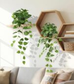 Fake Plants 2 Pcs Faux Pothos Plants Potted Indoor Artificial Hanging Plants Rea... - Image 8