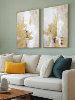 Abstract Gold and Beige Canvas Wall Art – 2 Piece 20 x 28 Inches Framed Prints w... - Image 9