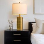 PoKat 23" Brass Gold Ceramic Table Lamps for Living Room, Retro Warm Gold Lamps ... - Image 4