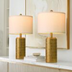 PoKat 23" Brass Gold Ceramic Table Lamps for Living Room, Retro Warm Gold Lamps ... - Image 5