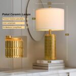 PoKat 23" Brass Gold Ceramic Table Lamps for Living Room, Retro Warm Gold Lamps ... - Image 6