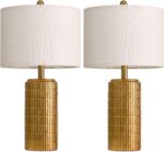 PoKat 23" Brass Gold Ceramic Table Lamps for Living Room, Retro Warm Gold Lamps ... - Image 8