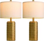 PoKat 23" Brass Gold Ceramic Table Lamps for Living Room, Retro Warm Gold Lamps ... - Image 9