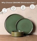 GBHOME Stoneware Dinnerware Sets for 4, 12 Pieces Ceramic Ribbed Plates and Bowl... - Image 3