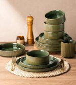 GBHOME Stoneware Dinnerware Sets for 4, 12 Pieces Ceramic Ribbed Plates and Bowl... - Image 6