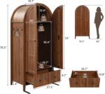 Einhomn Armoire Wardrobe Closet with Drawer & 2 Arched Doors, 70.3'' Tall Wood C... - Image 3