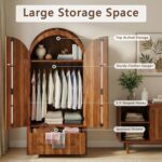 Einhomn Armoire Wardrobe Closet with Drawer & 2 Arched Doors, 70.3'' Tall Wood C... - Image 4