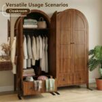 Einhomn Armoire Wardrobe Closet with Drawer & 2 Arched Doors, 70.3'' Tall Wood C... - Image 5