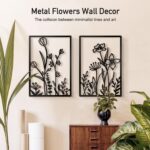 Sokurdeg Black Metal Flowers Wall Decor, Minimalist Floral Wall Hanging Art, Bla... - Image 3