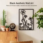 Sokurdeg Black Metal Flowers Wall Decor, Minimalist Floral Wall Hanging Art, Bla... - Image 6