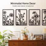 Sokurdeg Black Metal Flowers Wall Decor, Minimalist Floral Wall Hanging Art, Bla... - Image 7