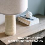 BOBOMOMO Modern Table Lamp Set of 2, Warm Beige Resin Lamp with Natural Stone Lo... - Image 4