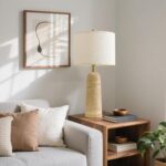 BOBOMOMO Modern Table Lamp Set of 2, Warm Beige Resin Lamp with Natural Stone Lo... - Image 5