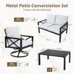NATURAL EXPRESSIONS 4 Pieces Patio Furniture Sets, Modern Metal Outdoor Conversa... - Image 3
