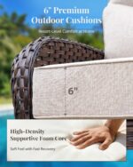 Luxury Patio Furniture Set with 6" Thick Cushions, High Back Outdoor Rocking Cha... - Image 6