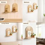Artilady 2 Pack Boho Wood Wall Hanging Shelf - Handmade Rainbow Arch Floating Sh... - Image 7