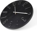 jomparis Black Wall Clock Modern Style Plastic Wooden Wall Clocks Decor 12 Inch ... - Image 3