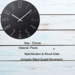 jomparis Black Wall Clock Modern Style Plastic Wooden Wall Clocks Decor 12 Inch ... - Image 4