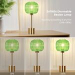 Green Glass Table Lamp with 3 Way Dimmable and Touch Control, Mid Century Modern... - Image 3