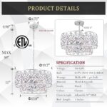 20'' Modern 6-Light Chrome Crystal Pendant Chandelier, Luxury Round Semi Flush M... - Image 3
