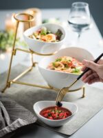 Miamolo 3 Tier Serving Bowls with Stand, Chips and Dip Serving Dishes Set for En... - Image 4
