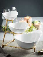 Miamolo 3 Tier Serving Bowls with Stand, Chips and Dip Serving Dishes Set for En... - Image 5