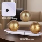 LCCCK Decorative Tray with Balls Set, White Gold Decor Orbs TV Stand, Coffee Tab... - Image 4