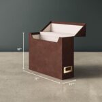 Smead Flip Top File Box, 10" x 3.7" x 13", Brown Vegan Leather, Gold Metal Namep... - Image 3