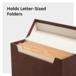 Smead Flip Top File Box, 10" x 3.7" x 13", Brown Vegan Leather, Gold Metal Namep... - Image 5