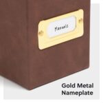 Smead Flip Top File Box, 10" x 3.7" x 13", Brown Vegan Leather, Gold Metal Namep... - Image 6