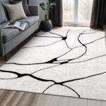 YIHOUSE Abstract Black and White Area 6'x9' - Washable Non-Slip Ultra-Thin Rug, ... - Image 4