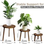 Janedream 3-Pack Wooden Plant Stands, Small Indoor Plant Stool Set, Round Wood F... - Image 4