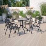 Flash Furniture Aluminum Slat Back Stacking Outdoor Restaurant Chairs, Modern St... - Image 3
