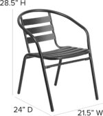 Flash Furniture Aluminum Slat Back Stacking Outdoor Restaurant Chairs, Modern St... - Image 4